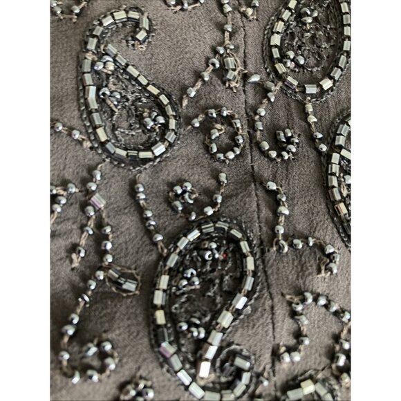Vtg Laurence Kazar Top Black Beaded Paisley Evening Lined Silk Tank Whimsigoth M - Picture 12 of 12
